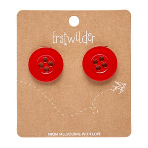 Button Stud Earrings - Red  -  Erstwilder Essentials  -  Quirky Resin and Enamel Accessories
