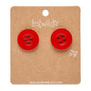 Button Stud Earrings - Red