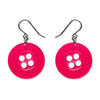 Button Drop Earrings - Pink  -  Erstwilder Essentials  -  Quirky Resin and Enamel Accessories