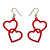 Heart Rings Drop Earrings – Red  -  Erstwilder Essentials  -  Quirky Resin and Enamel Accessories
