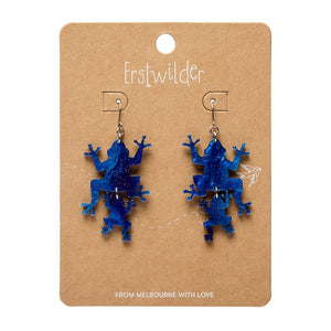 Double Frog Drop Earrings - Blue  -  Erstwilder Essentials  -  Quirky Resin and Enamel Accessories