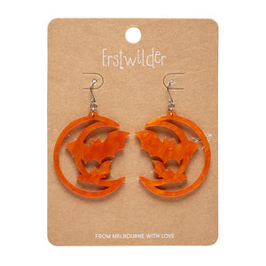 Moon & Bats Drop Earrings - Orange  -  Erstwilder Essentials  -  Quirky Resin and Enamel Accessories
