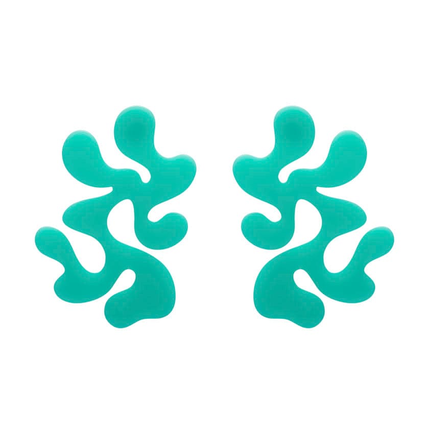 Statement Coral Stud Earrings - Aqua  -  Erstwilder Essentials  -  Quirky Resin and Enamel Accessories