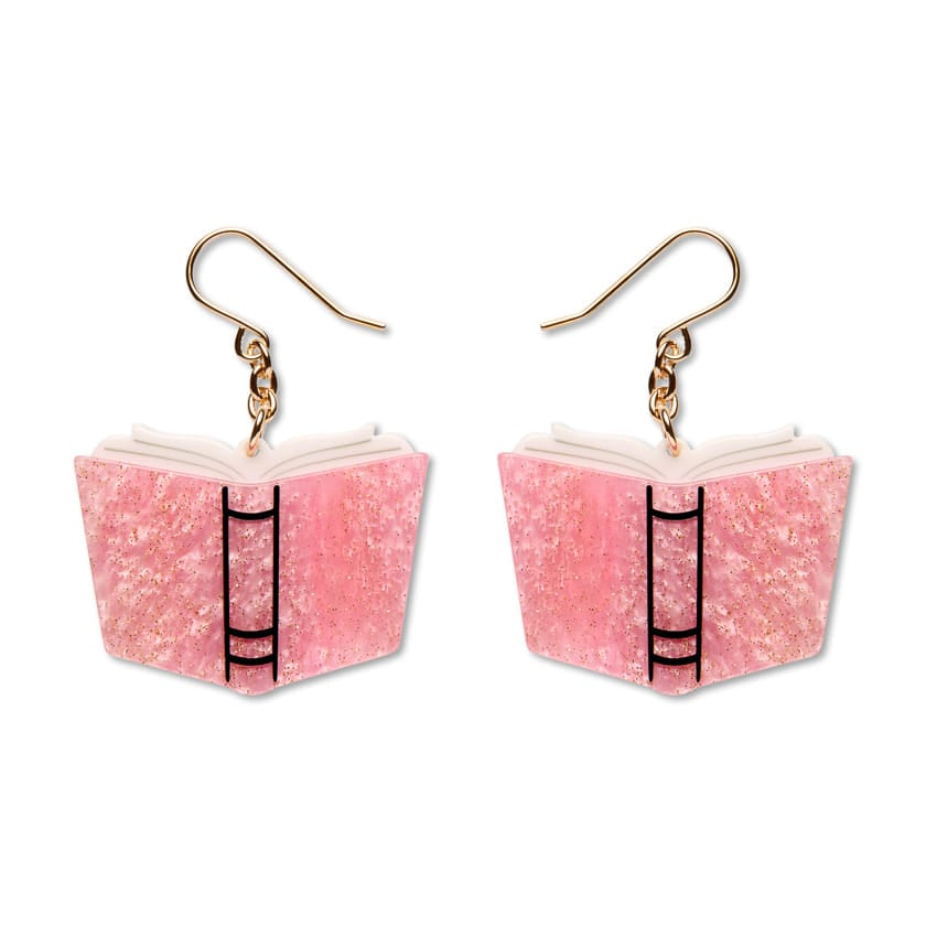 Story Book Drop Earrings - Pale Pink  -  Erstwilder Essentials  -  Quirky Resin and Enamel Accessories