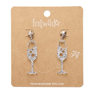 Champagne Bubbles Drop Earrings – Silver  -  Erstwilder Essentials  -  Quirky Resin and Enamel Accessories
