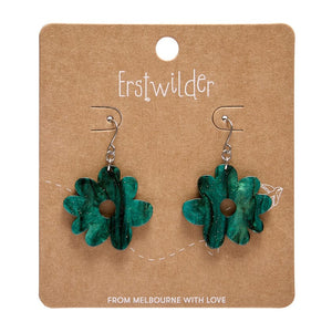 Flower Drop Earrings –Green  -  Erstwilder Essentials  -  Quirky Resin and Enamel Accessories