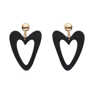 Statement Ripple Resin Heart Drop Earrings - Black  -  Erstwilder Essentials  -  Quirky Resin and Enamel Accessories