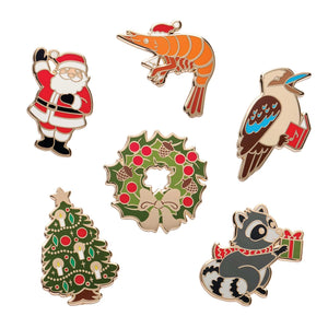 Merry Menagerie Enamel Pin Pack - 6 Piece  -  Erstwilder  -  Quirky Resin and Enamel Accessories