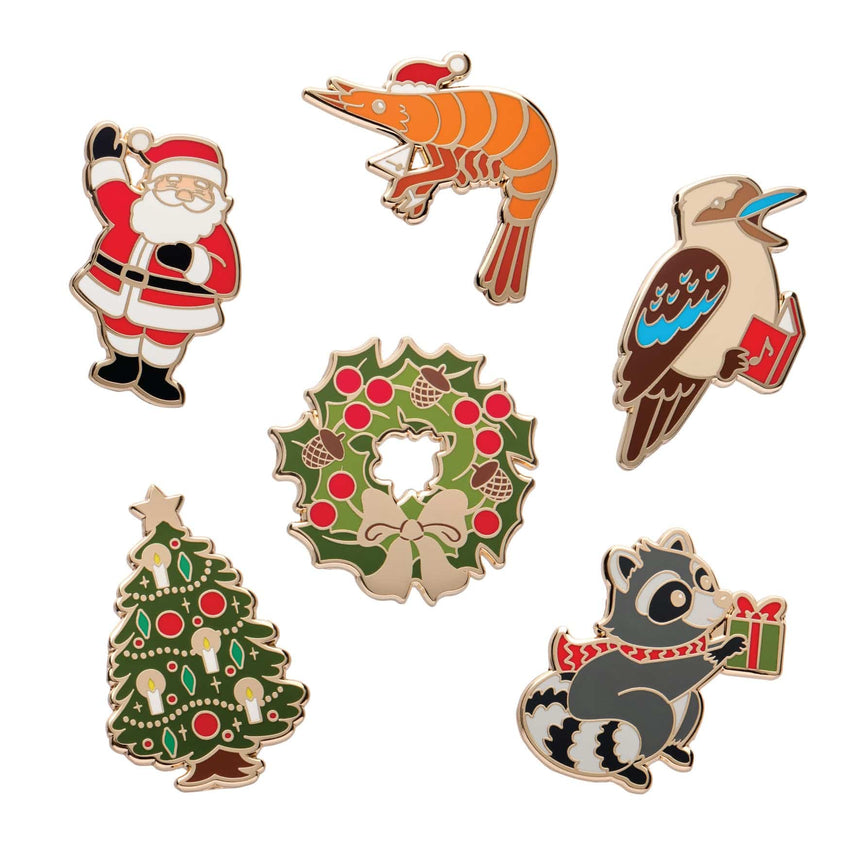 Merry Menagerie Enamel Pin Pack - 6 Piece  -  Erstwilder  -  Quirky Resin and Enamel Accessories