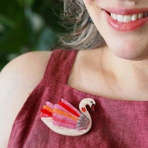 Serene Swan Brooch  -  Erstwilder  -  Quirky Resin and Enamel Accessories