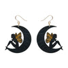Fairy Moon Drop Essential Earrings - Black  -  Erstwilder Essentials  -  Quirky Resin and Enamel Accessories