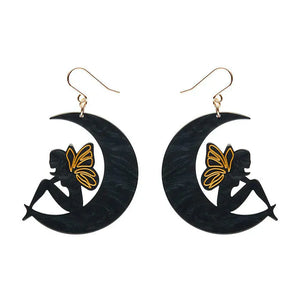 Fairy Moon Drop Essential Earrings - Black  -  Erstwilder Essentials  -  Quirky Resin and Enamel Accessories