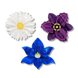 Assorted Flowers Hair Clips – 3 Piece  -  Erstwilder  -  Quirky Resin and Enamel Accessories