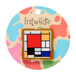 Mondrian Simplified Mini Brooch  -  Erstwilder Simplified  -  Quirky Resin and Enamel Accessories