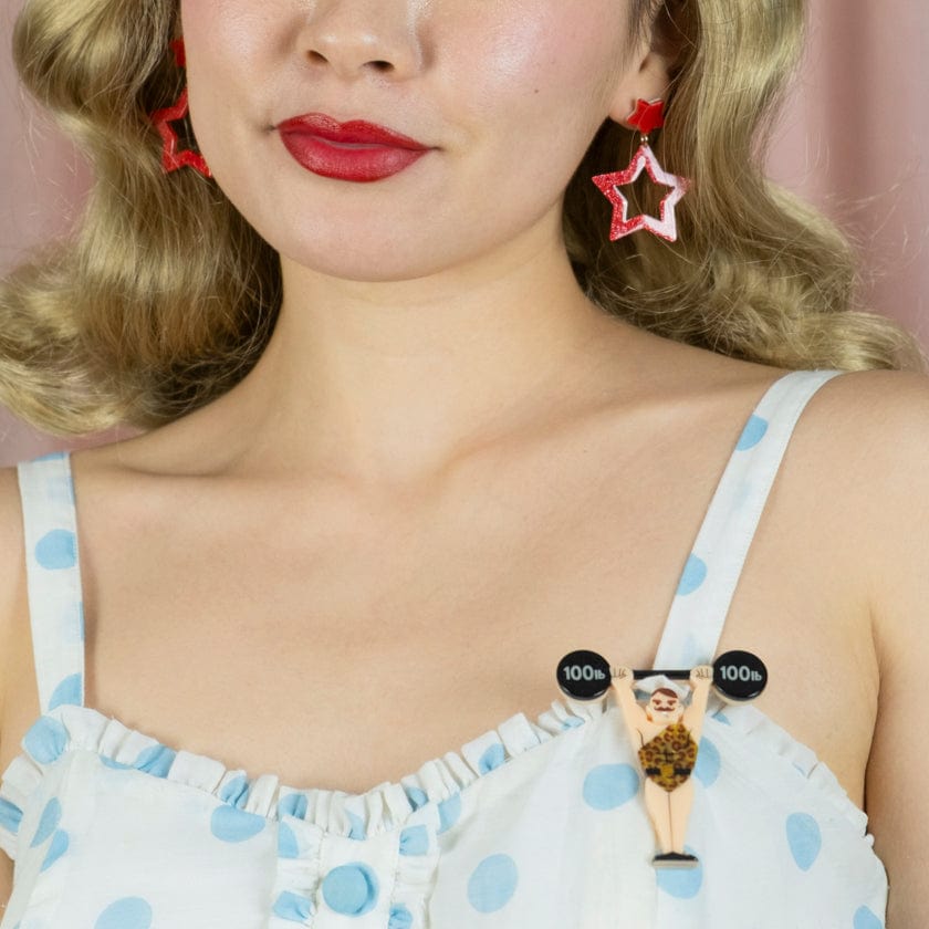 World’s Strongest Man Brooch  -  Erstwilder  -  Quirky Resin and Enamel Accessories