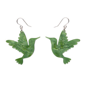 The Riveting Ruby-Throated Hummingbird Drop Earrings (IMPERFECT)  -  Erstwilder  -  Quirky Resin and Enamel Accessories