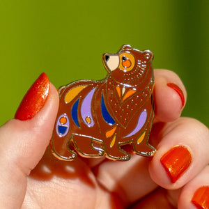 The Brawny Brown Bear Enamel Pin  -  Erstwilder  -  Quirky Resin and Enamel Accessories