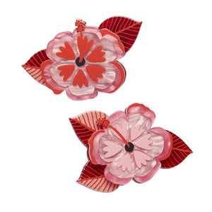 Halcyon Hibiscus Hair Clips Set - 2 Piece (IMPERFECT)  -  Erstwilder  -  Quirky Resin and Enamel Accessories