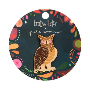 The Grand Great Horned Owl Enamel Pin  -  Erstwilder  -  Quirky Resin and Enamel Accessories