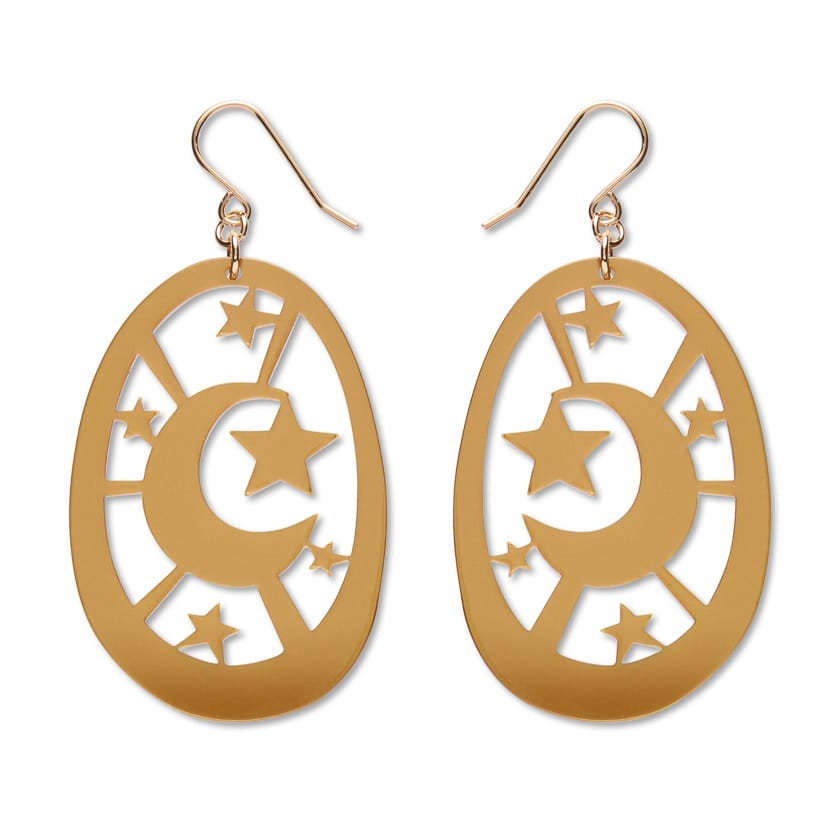 Moonlight Drop Earrings - Gold  -  Erstwilder Essentials  -  Quirky Resin and Enamel Accessories