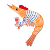 Pascal the Parisian Prawn Brooch  -  Erstwilder  -  Quirky Resin and Enamel Accessories
