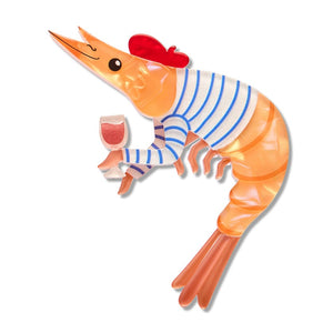 Pascal the Parisian Prawn Brooch  -  Erstwilder  -  Quirky Resin and Enamel Accessories