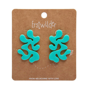 Statement Coral Stud Earrings - Aqua  -  Erstwilder Essentials  -  Quirky Resin and Enamel Accessories