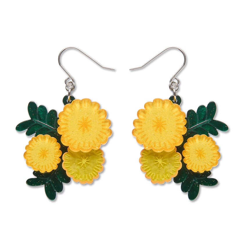 Sunshine Wattle Drop Earrings  -  Erstwilder  -  Quirky Resin and Enamel Accessories