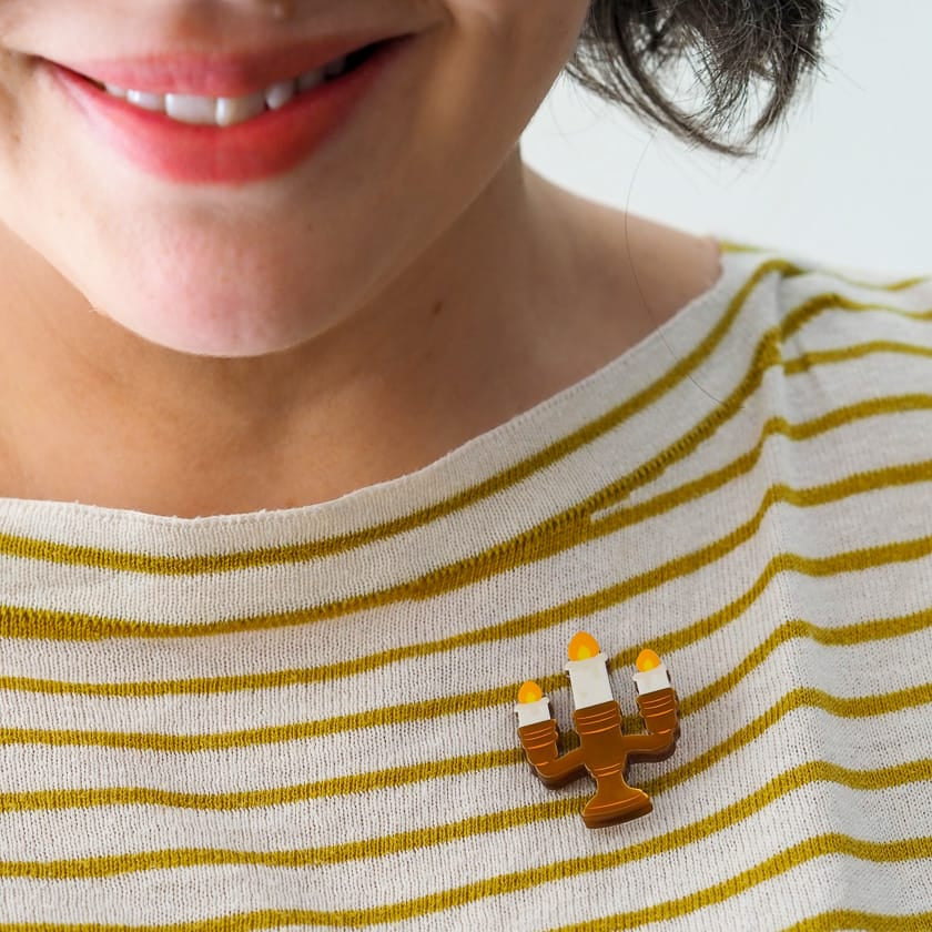Candelabra Simplified Mini Brooch  -  Erstwilder Simplified  -  Quirky Resin and Enamel Accessories