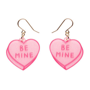 Candy Heart Drop Earrings – Pink  -  Erstwilder Essentials  -  Quirky Resin and Enamel Accessories