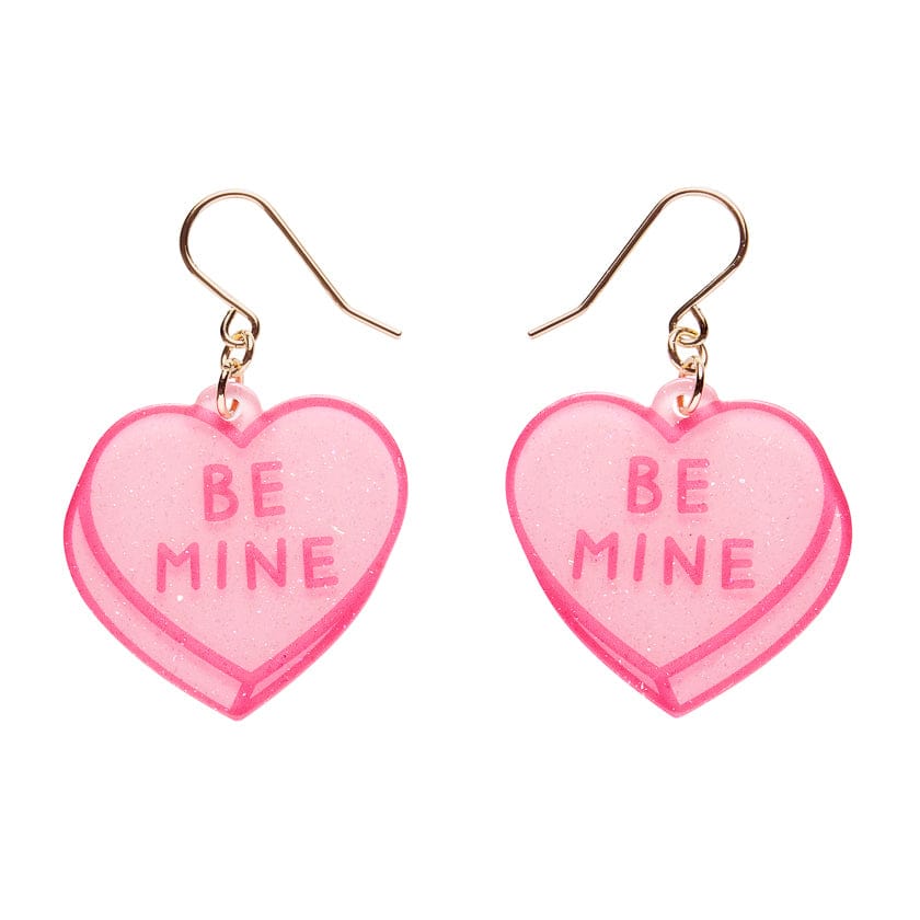 Candy Heart Drop Earrings – Pink  -  Erstwilder Essentials  -  Quirky Resin and Enamel Accessories