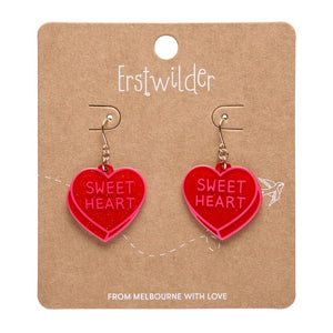 Candy Heart Drop Earrings – Red  -  Erstwilder Essentials  -  Quirky Resin and Enamel Accessories