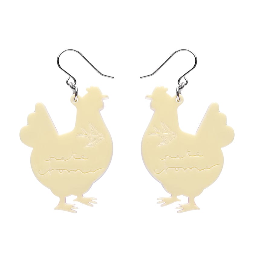 Clara the Chicken Drop Earrings  -  Erstwilder  -  Quirky Resin and Enamel Accessories