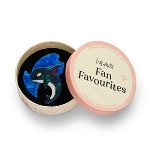 Olinda the Honorable Orca Brooch  -  Erstwilder  -  Quirky Resin and Enamel Accessories