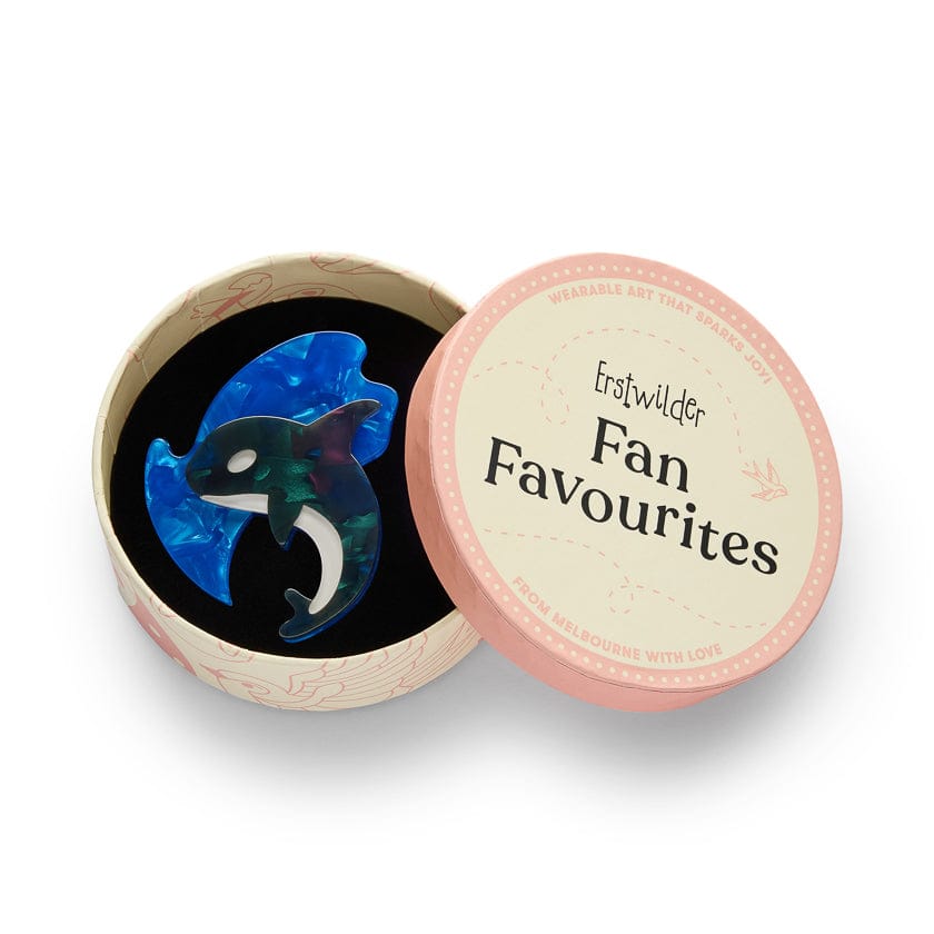 Olinda the Honorable Orca Brooch  -  Erstwilder  -  Quirky Resin and Enamel Accessories
