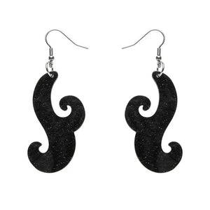 Nouveau Ripple Glitter Resin Drop Earrings - Black  -  Erstwilder Essentials  -  Quirky Resin and Enamel Accessories