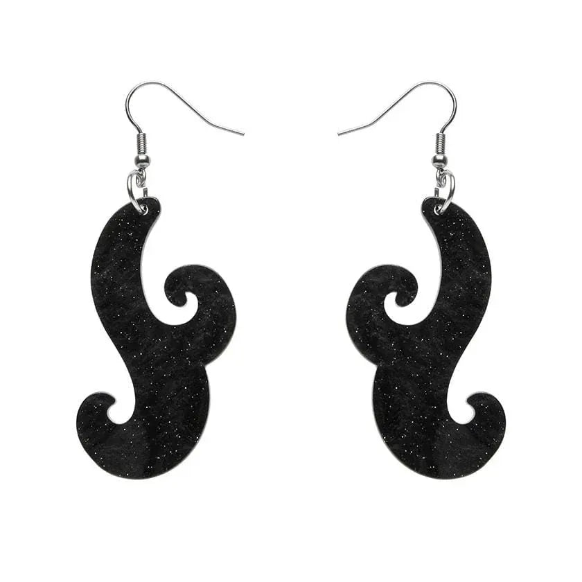 Nouveau Ripple Glitter Resin Drop Earrings - Black  -  Erstwilder Essentials  -  Quirky Resin and Enamel Accessories