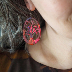 Tree Drop Earrings – Maroon  -  Erstwilder Essentials  -  Quirky Resin and Enamel Accessories