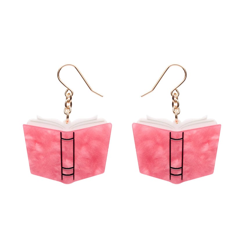 Story Book Drop Earrings - Pink  -  Erstwilder Essentials  -  Quirky Resin and Enamel Accessories