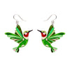 The Riveting Ruby-Throated Hummingbird Drop Earrings