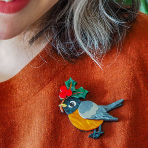 Ruby the Robin Brooch  -  Erstwilder  -  Quirky Resin and Enamel Accessories