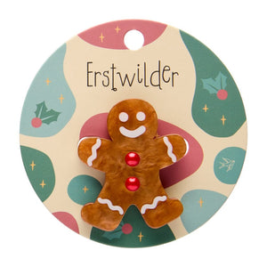 Gingerbread Man Simplified Mini Brooch  -  Erstwilder Simplified  -  Quirky Resin and Enamel Accessories