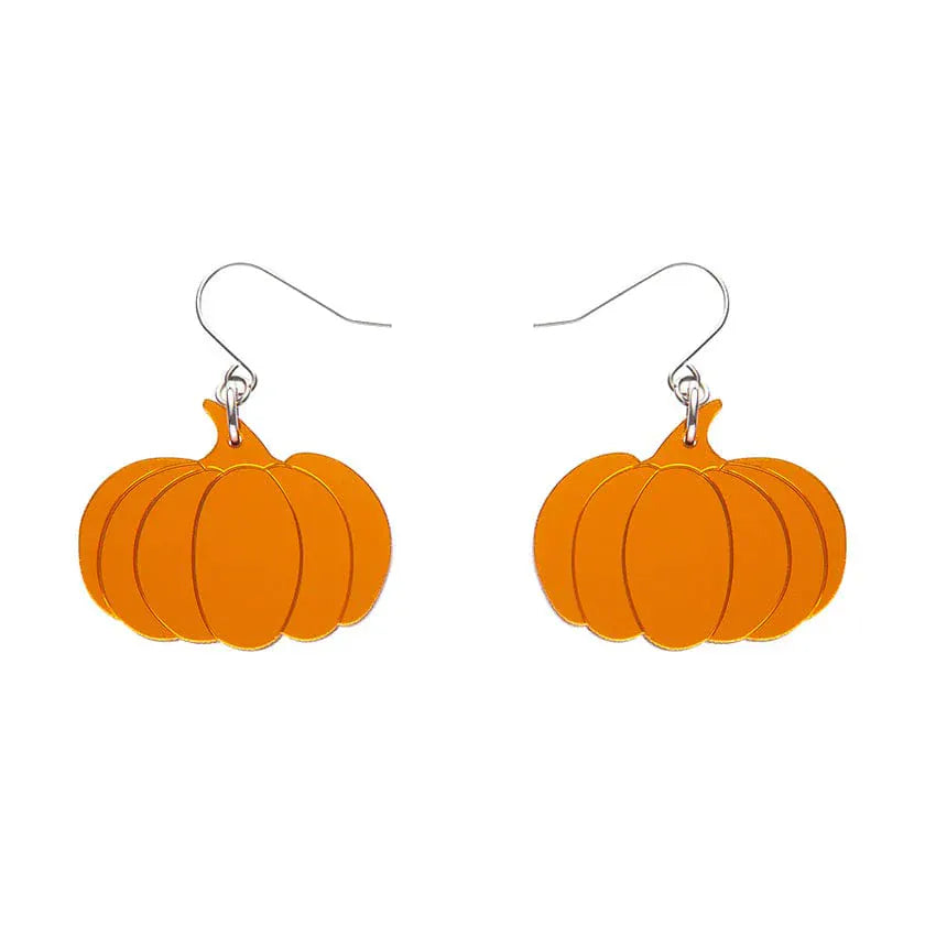 Pumpkin Mirror Drop Earrings - Orange  -  Erstwilder Essentials  -  Quirky Resin and Enamel Accessories
