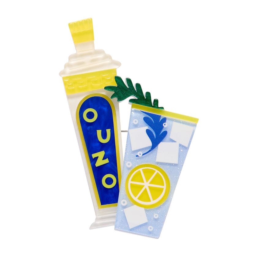 Opa! Ouzo Brooch  -  Erstwilder  -  Quirky Resin and Enamel Accessories