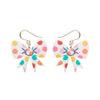 Polka Dot Bow Drop Earrings – White