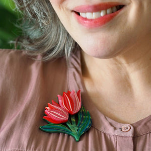 Timeless Tulips Brooch  -  Erstwilder  -  Quirky Resin and Enamel Accessories