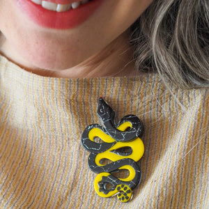 Yellow-Bellied Sea Snake Brooch  -  Erstwilder  -  Quirky Resin and Enamel Accessories