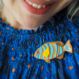 Harlequin Tuskfish Brooch  -  Erstwilder  -  Quirky Resin and Enamel Accessories