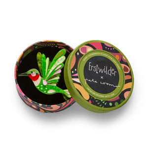 The Riveting Ruby-Throated Hummingbird Brooch  -  Erstwilder  -  Quirky Resin and Enamel Accessories