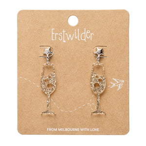 Champagne Bubbles Drop Earrings – Gold  -  Erstwilder Essentials  -  Quirky Resin and Enamel Accessories